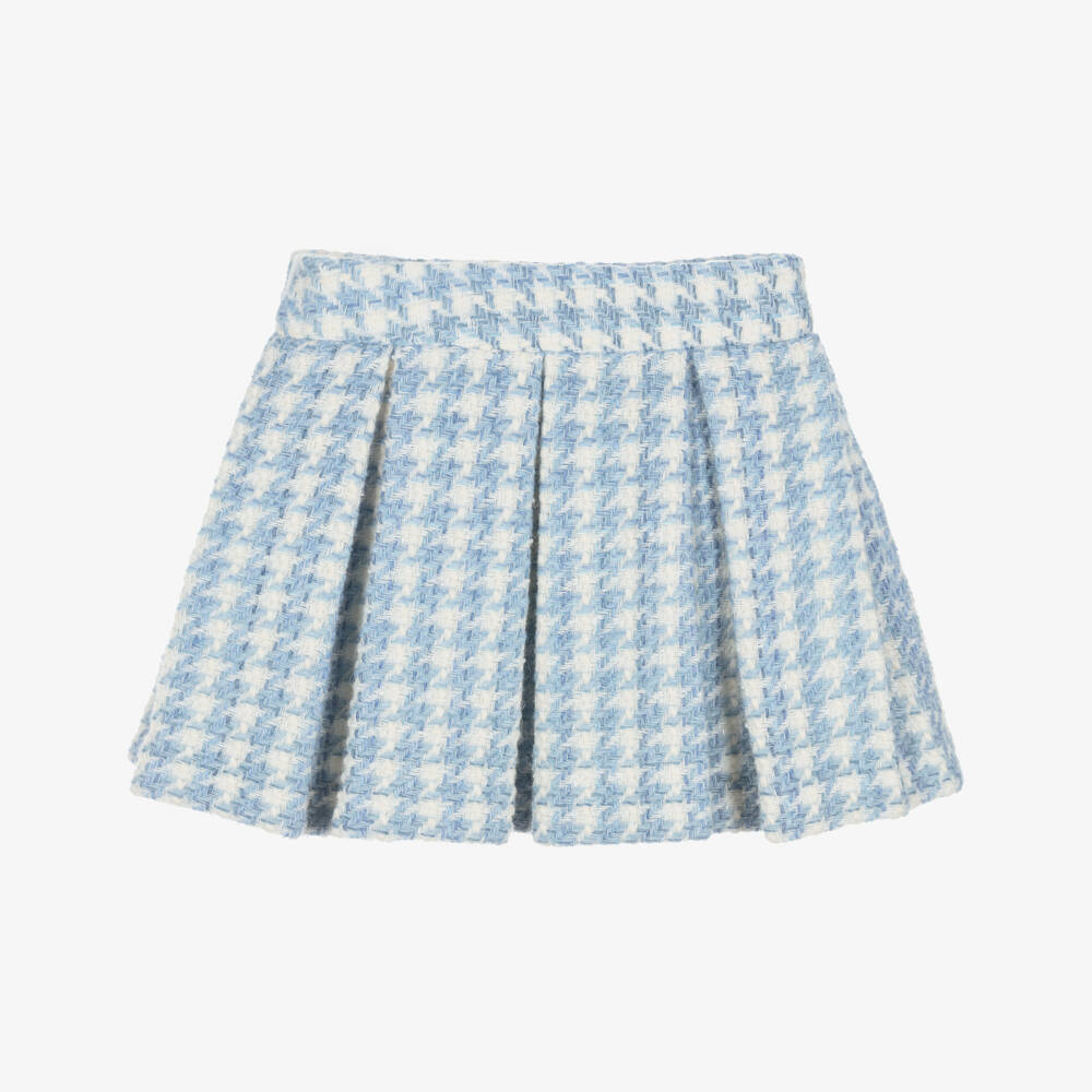 Piccola Speranza-Girls Blue Wool Pleated Skirt | Childrensalon Outlet