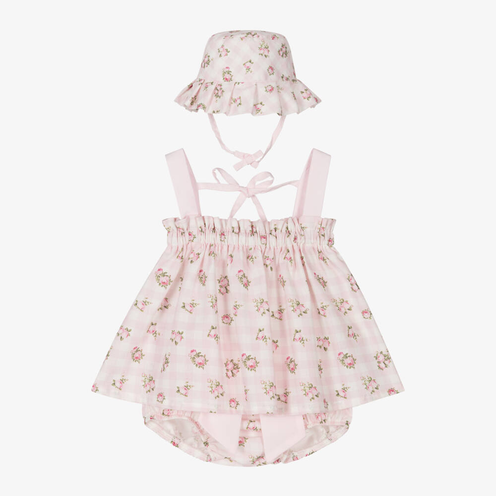 Piccola Speranza-Girls Blush Bloom Cotton Ensemble | Childrensalon Outlet