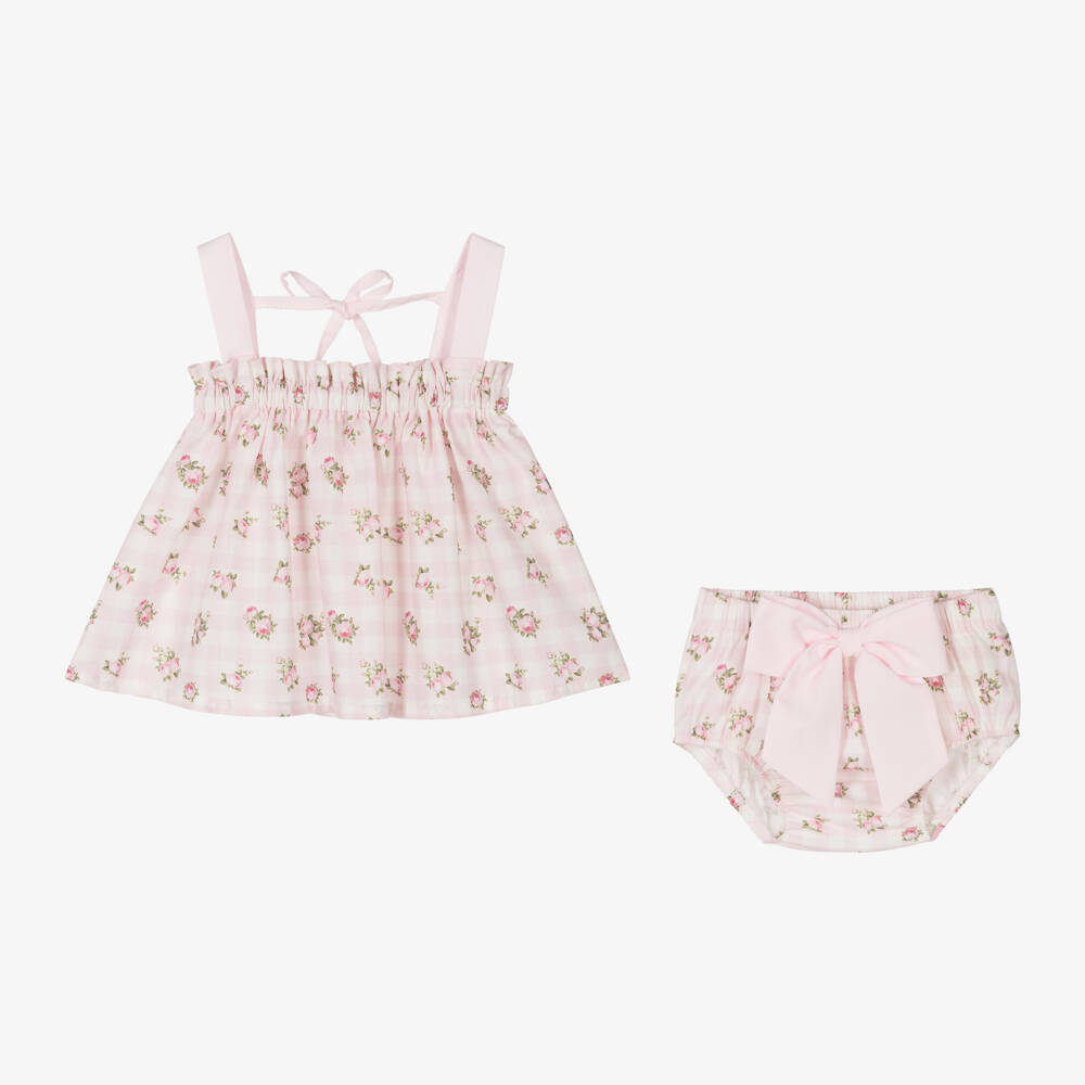 Piccola Speranza-Girls Blush Bloom Cotton Ensemble | Childrensalon Outlet