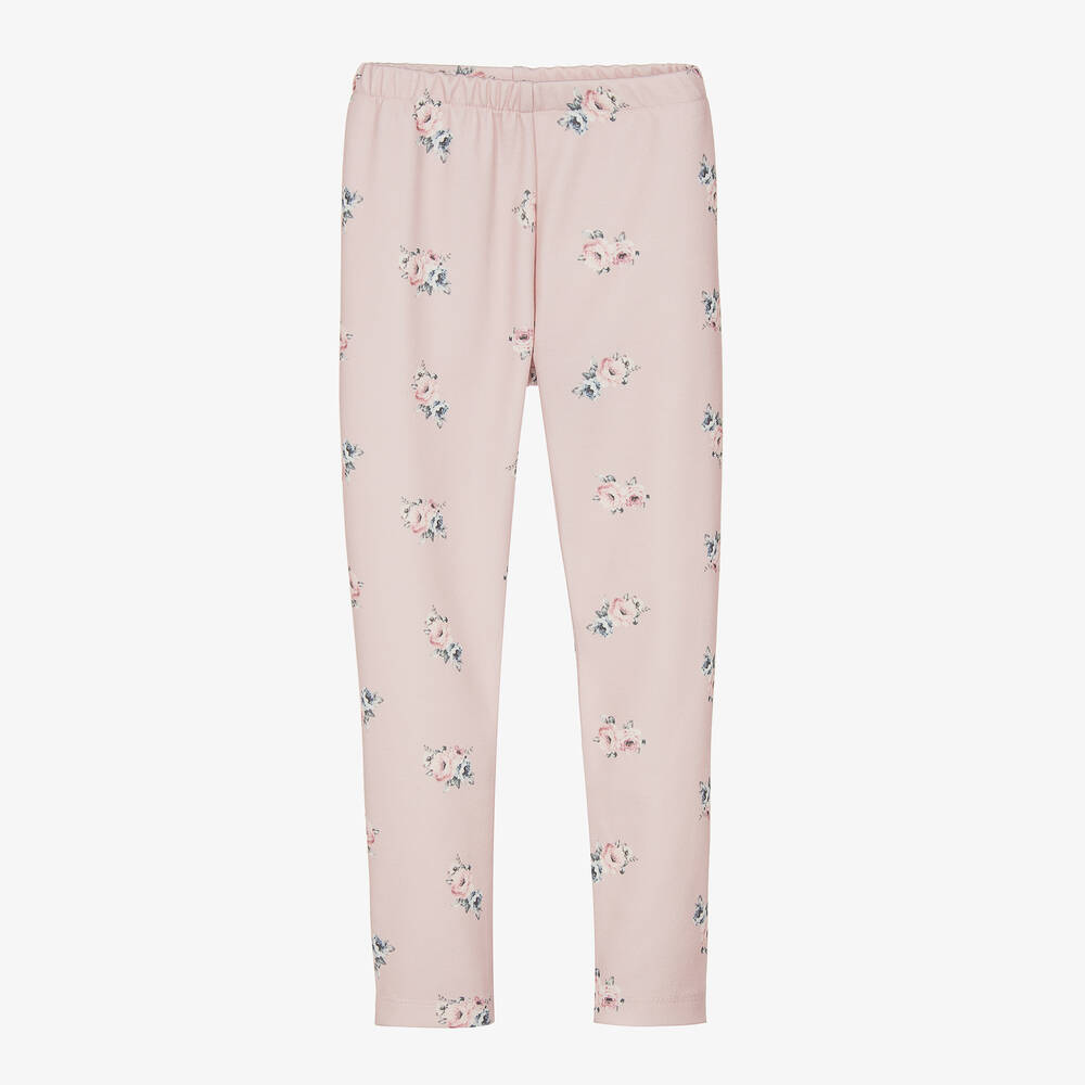 Piccola Speranza - Girls Blush Pink Floral Print Leggings  | Childrensalon