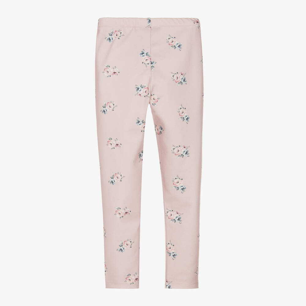 Piccola Speranza-Girls Blush Pink Floral Print Leggings  | Childrensalon Outlet