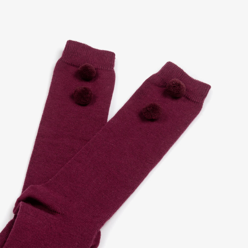 Piccola Speranza-Бордовые гольфы с помпонами для девочек | Childrensalon Outlet