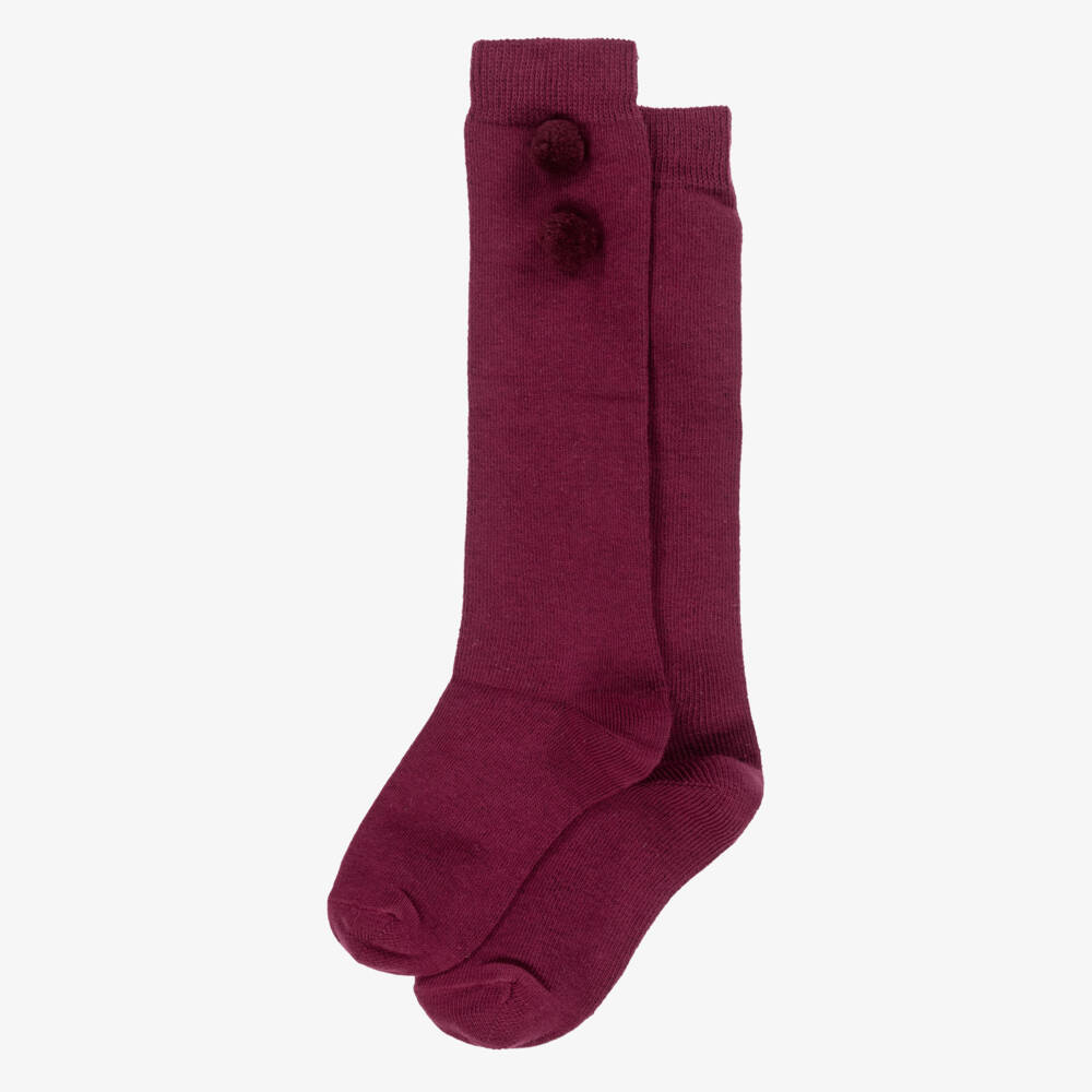 Piccola Speranza-Бордовые гольфы с помпонами для девочек | Childrensalon Outlet