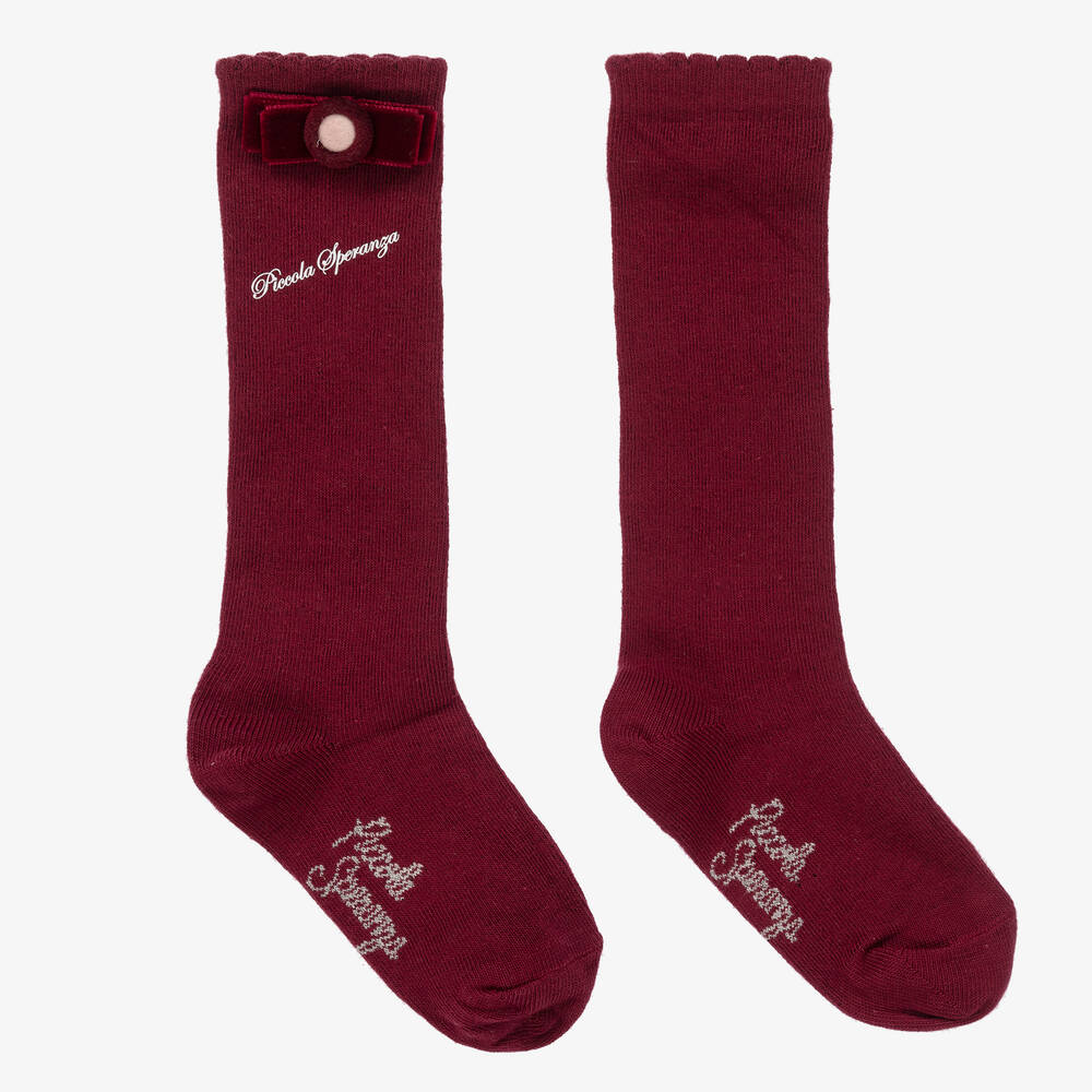 Piccola Speranza - Girls Burgundy Red Socks | Childrensalon