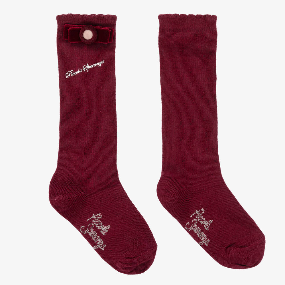 Piccola Speranza Girls Burgundy Red Socks Childrensalon Outlet