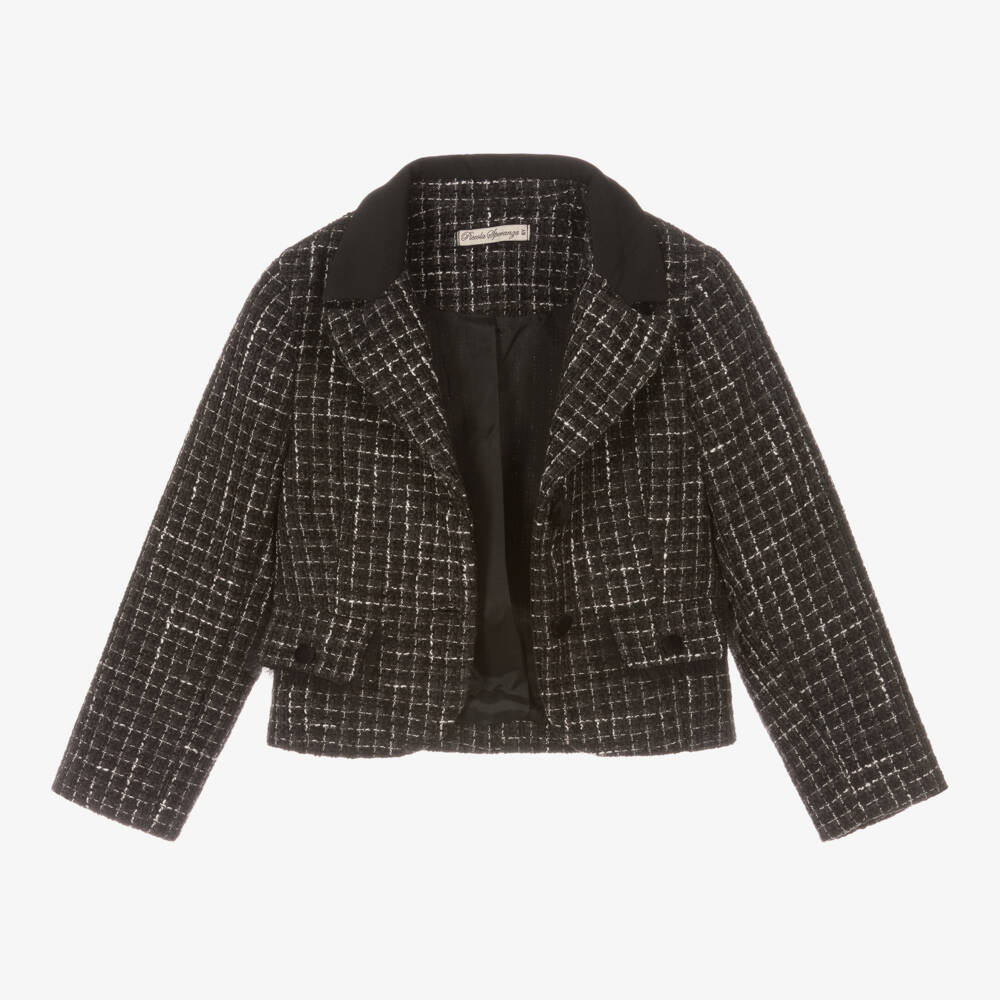 Piccola Speranza-Girls Charcoal Tweed Jacket | Childrensalon Outlet