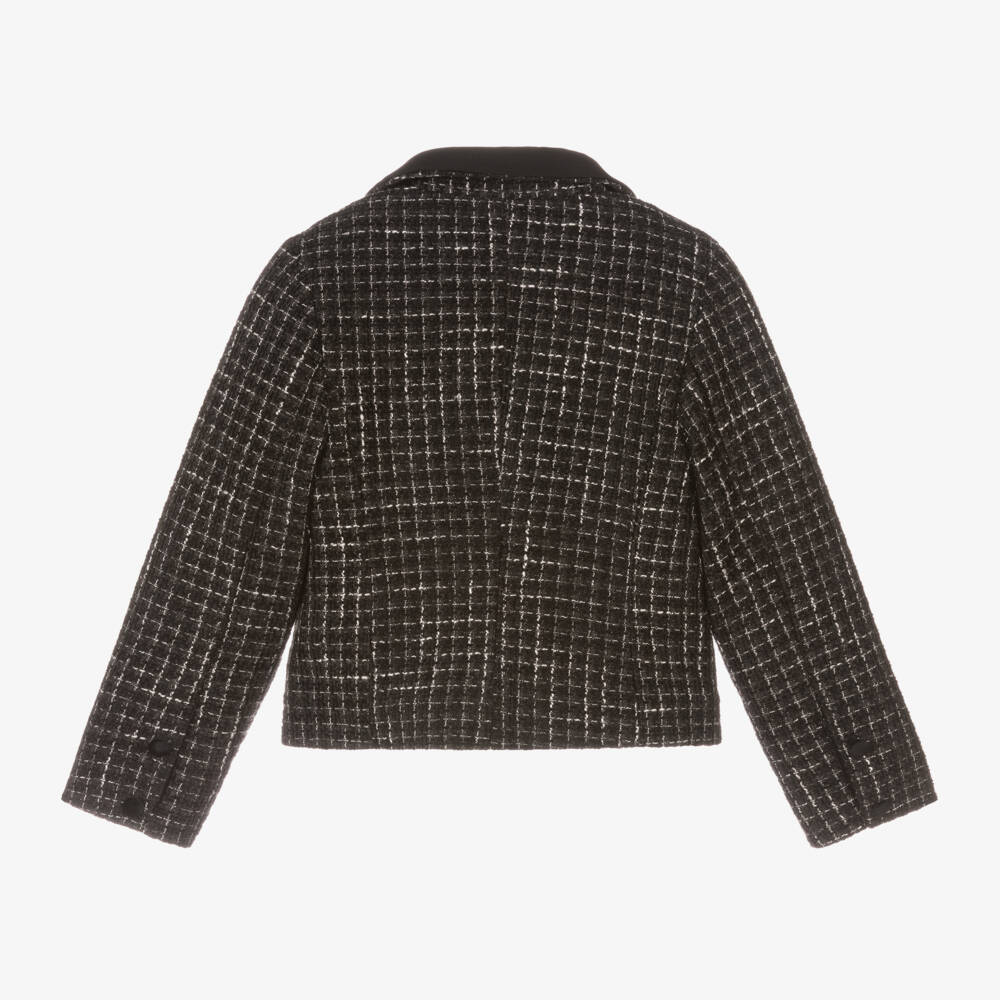 Piccola Speranza-Girls Charcoal Tweed Jacket | Childrensalon Outlet