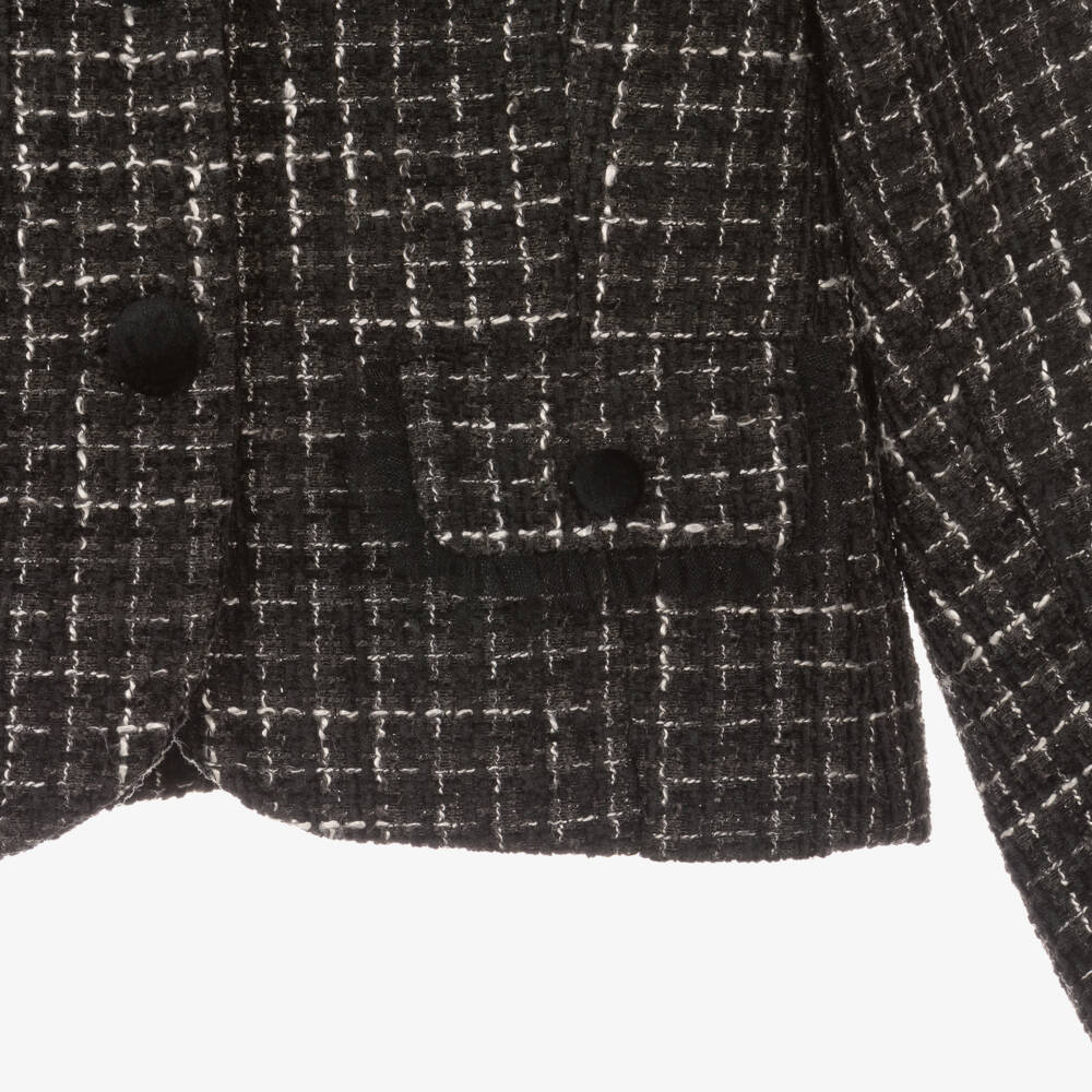 Piccola Speranza-Girls Charcoal Tweed Jacket | Childrensalon Outlet