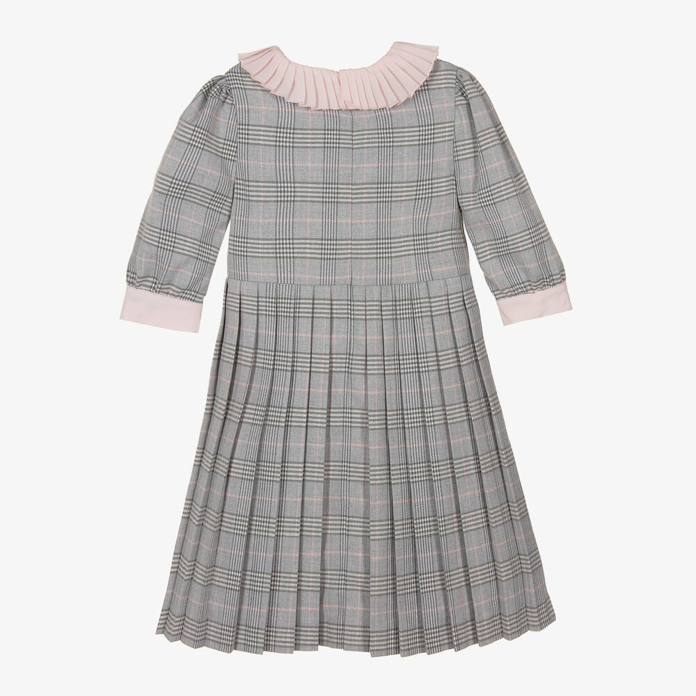 Piccola Speranza-Girls Checked Dress with Pink Accents | Childrensalon Outlet