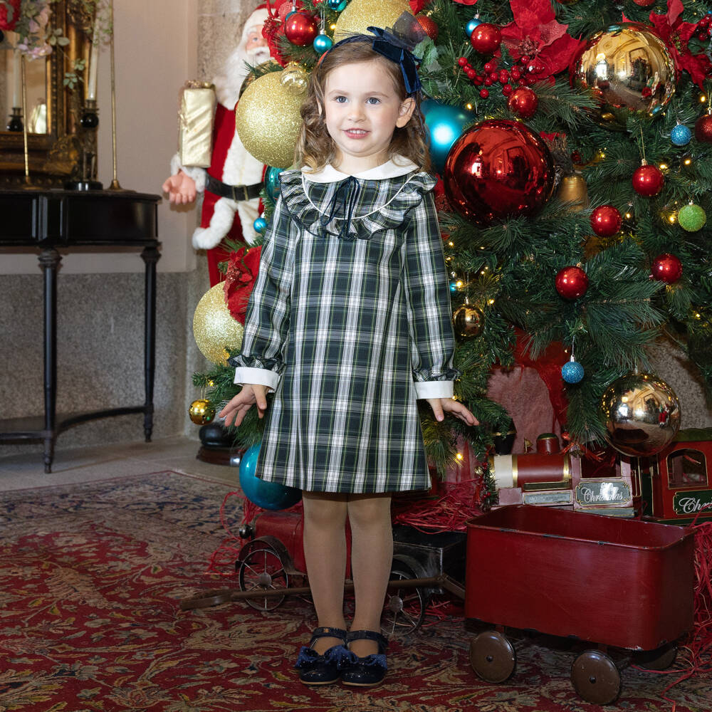 Piccola Speranza-Girls Classic Navy Tartan Dress | Childrensalon Outlet