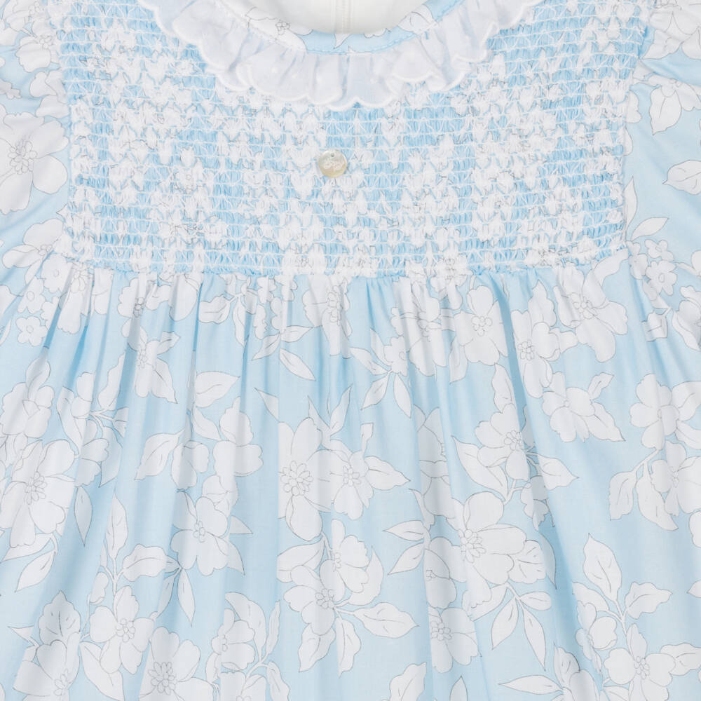 Piccola Speranza-فستان قطني أزرق مزهر للبنات | Childrensalon Outlet