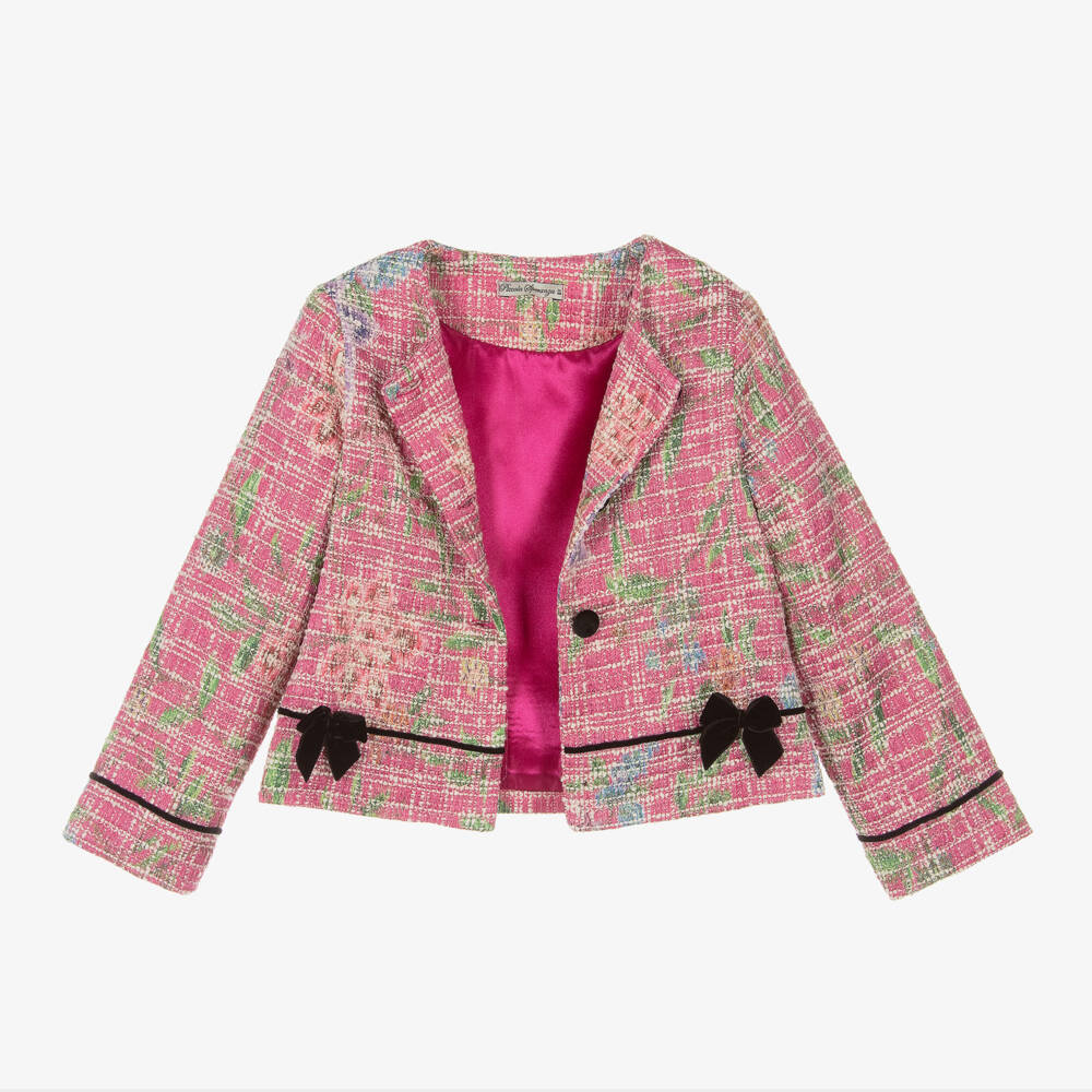 Piccola Speranza-جاكيت تويد قطن لون زهري للبنات | Childrensalon Outlet