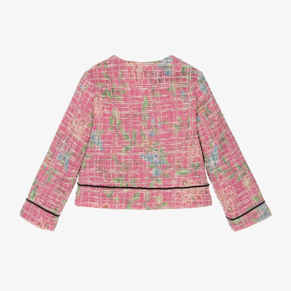 Piccola Speranza-جاكيت تويد قطن لون زهري للبنات | Childrensalon Outlet