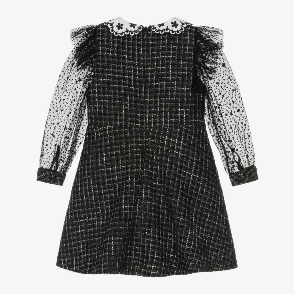 Piccola Speranza-Girls Elegant Black Tweed Frock | Childrensalon Outlet