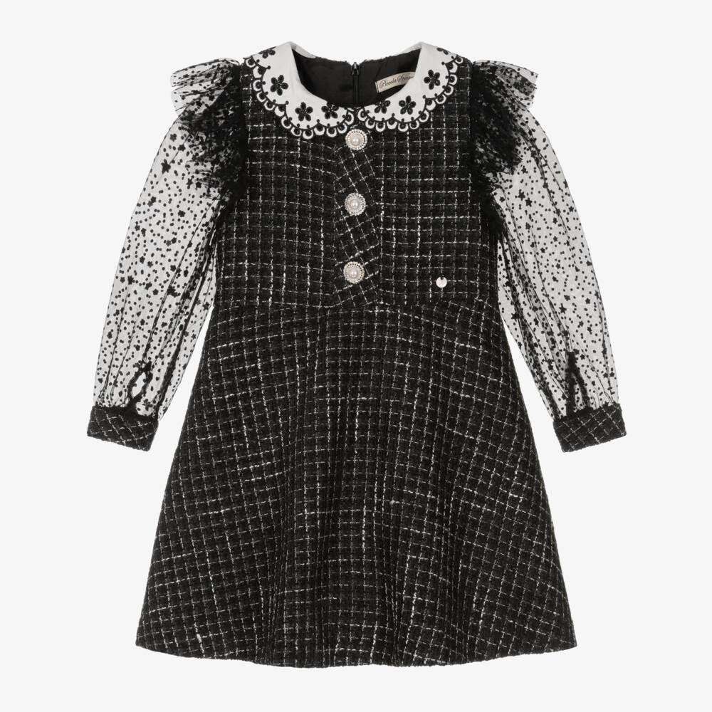 Piccola Speranza-Girls Elegant Black Tweed Frock | Childrensalon Outlet
