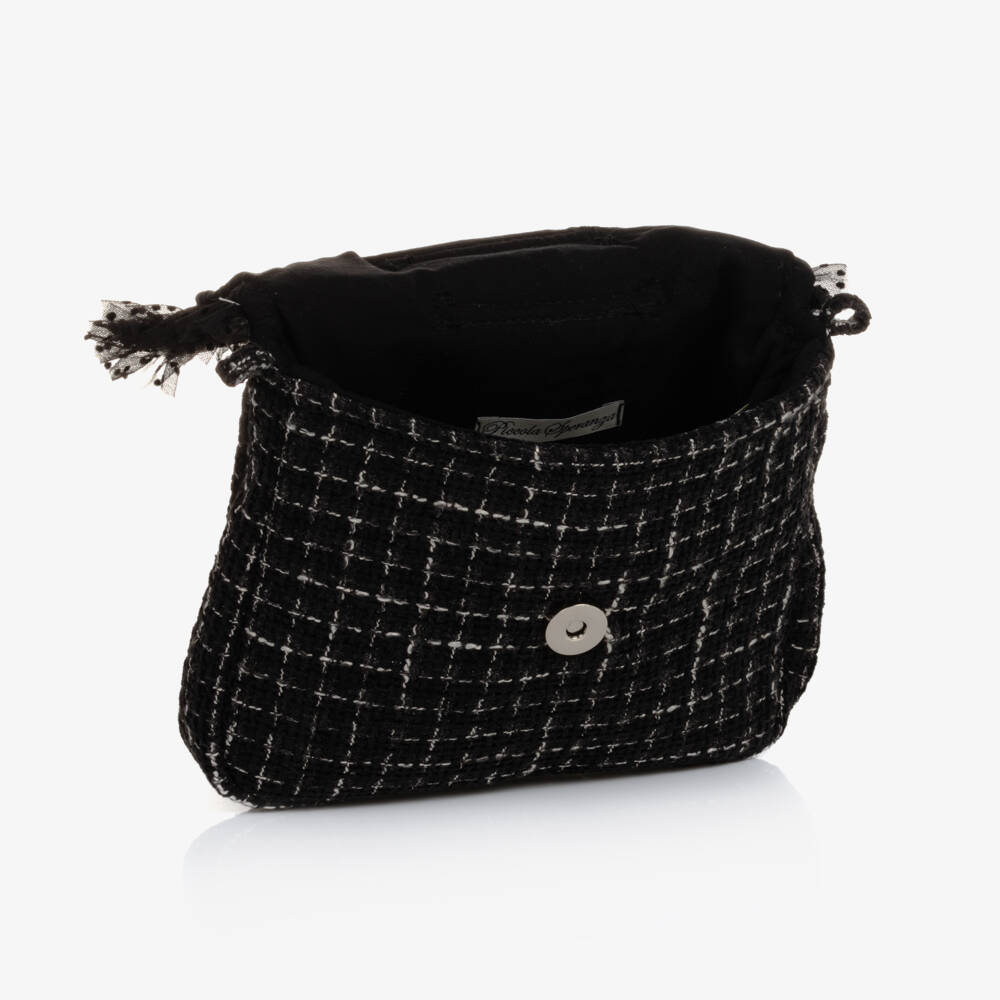 Piccola Speranza-Girls Elegant Black Tweed Purse | Childrensalon Outlet