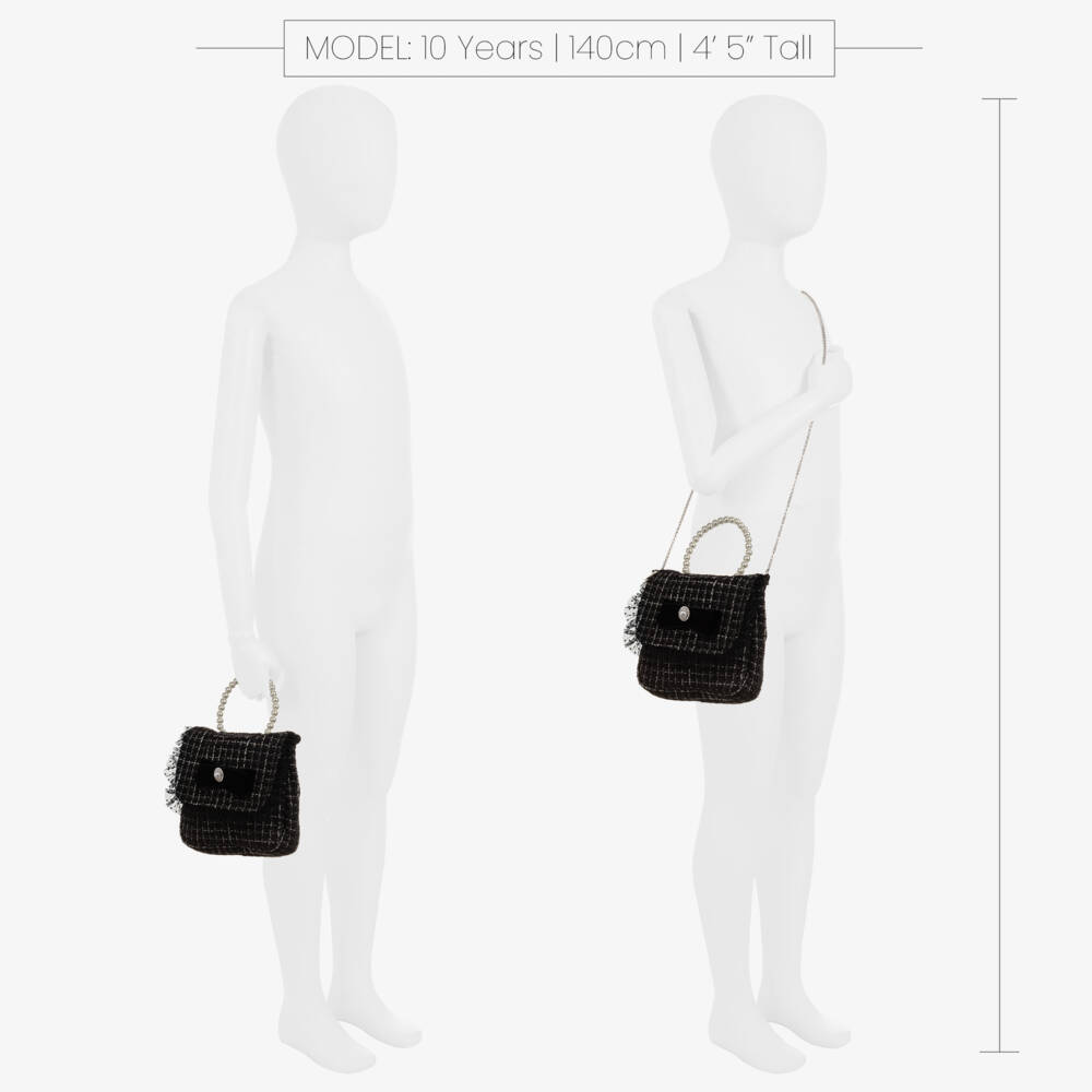 Piccola Speranza-Girls Elegant Black Tweed Purse | Childrensalon Outlet