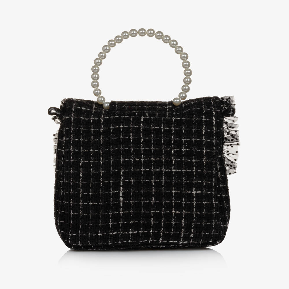 Piccola Speranza-Girls Elegant Black Tweed Purse | Childrensalon Outlet