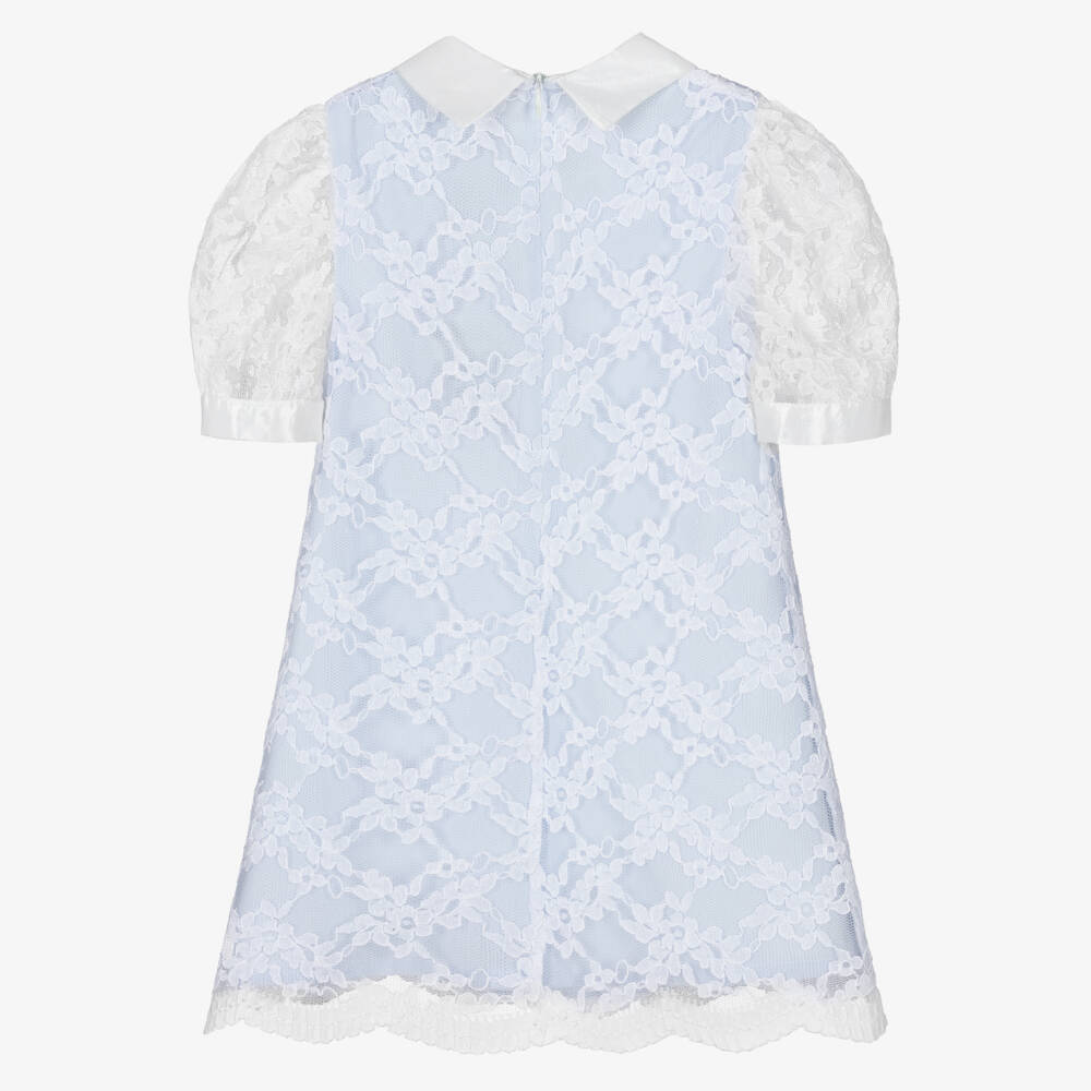 Piccola Speranza-Girls Elegant Blue Lace Frock | Childrensalon Outlet