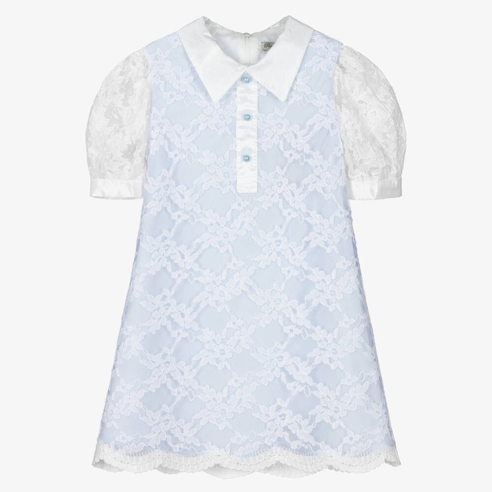 Piccola Speranza-فستان دانتيل أزرق أنيق للبنات | Childrensalon Outlet