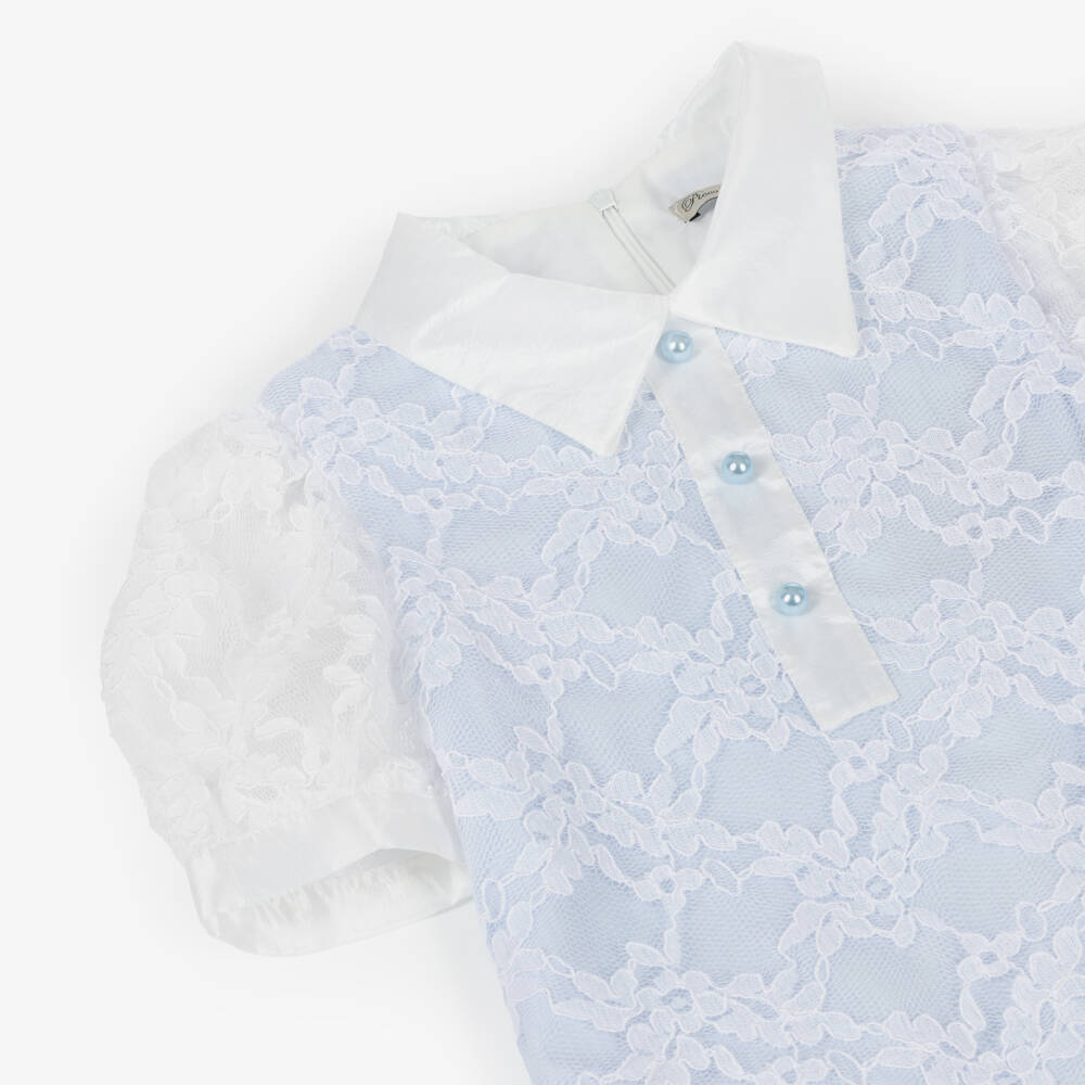 Piccola Speranza-Girls Elegant Blue Lace Frock | Childrensalon Outlet