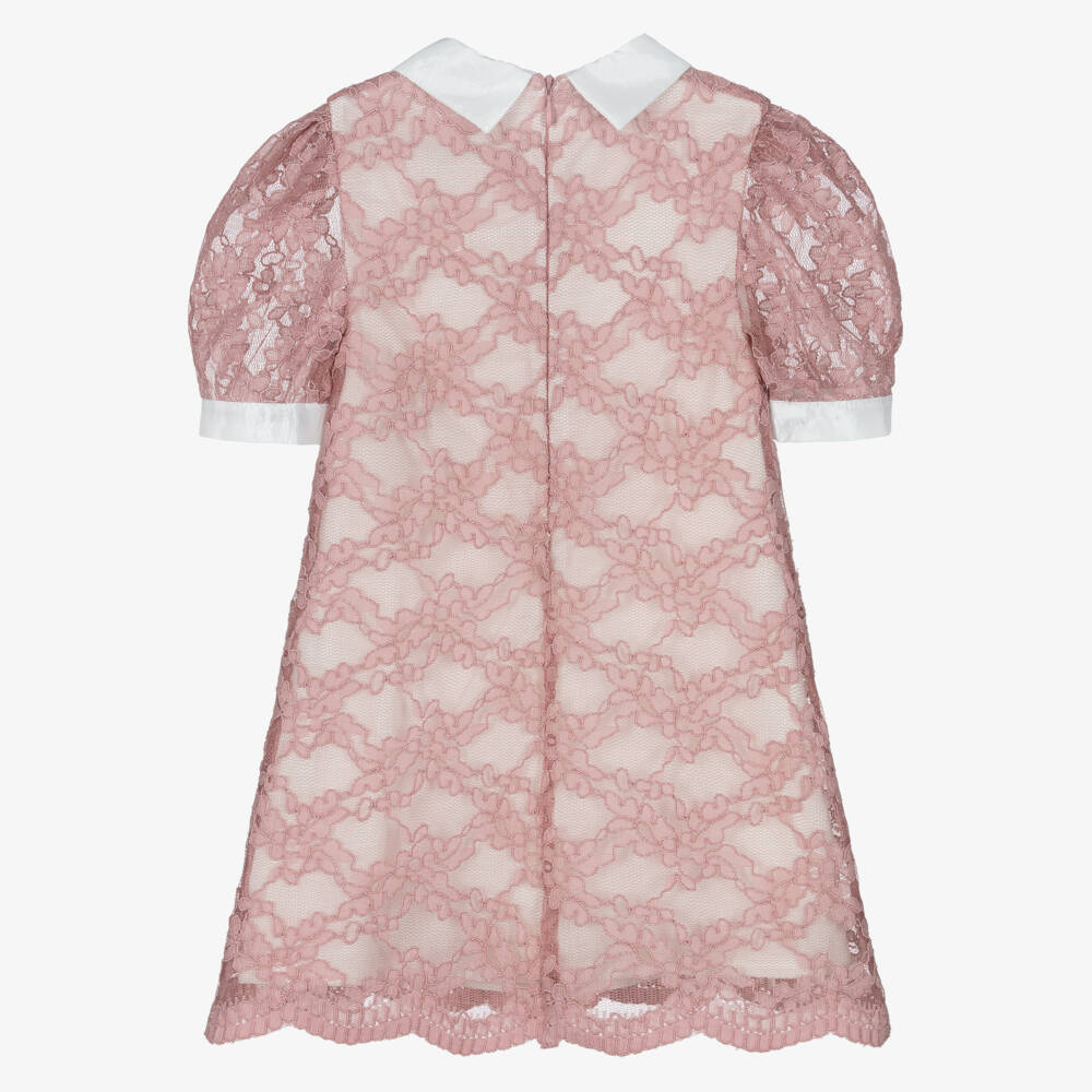 Piccola Speranza-فستان دانتيل وردي أنيق للبنات | Childrensalon Outlet