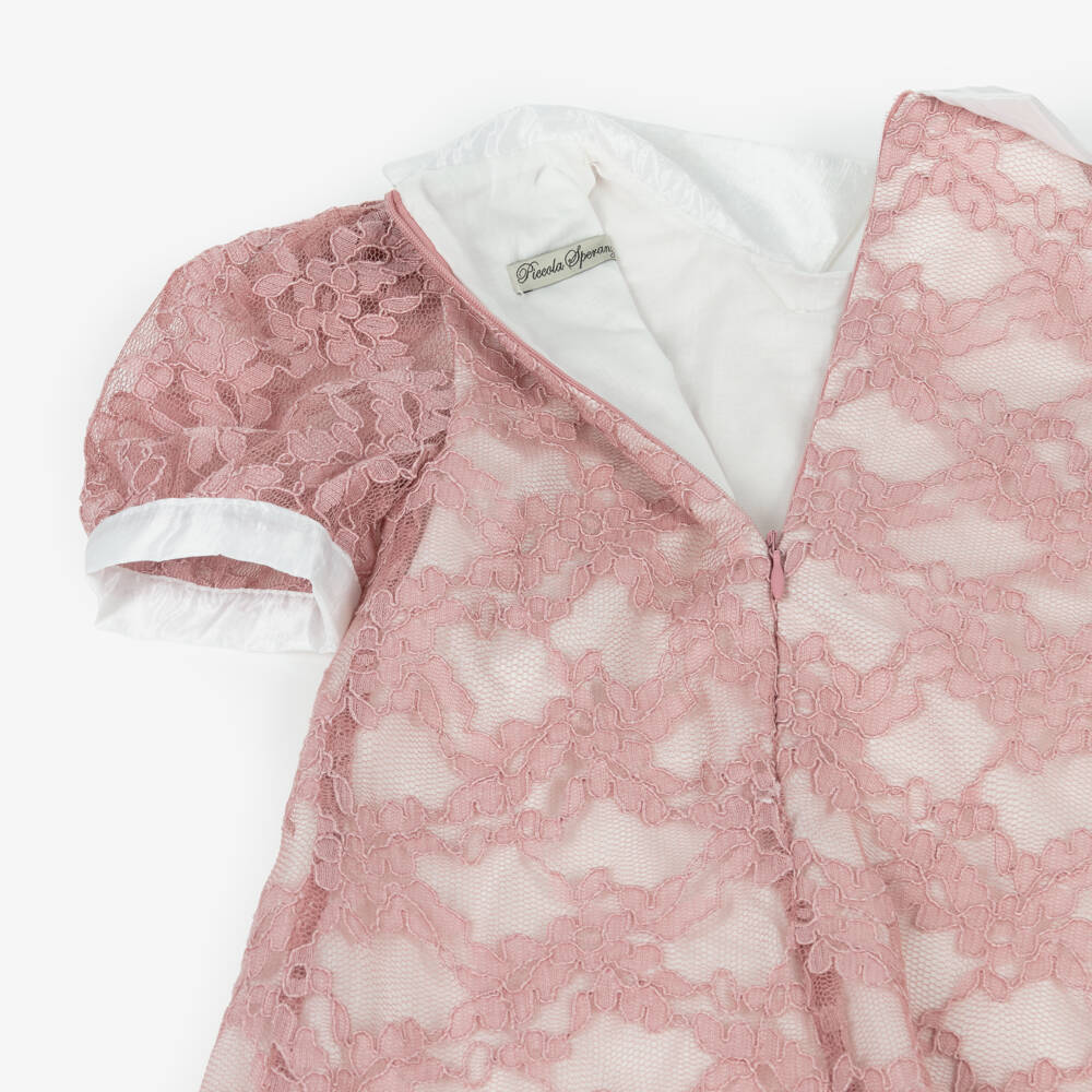 Piccola Speranza-فستان دانتيل وردي أنيق للبنات | Childrensalon Outlet