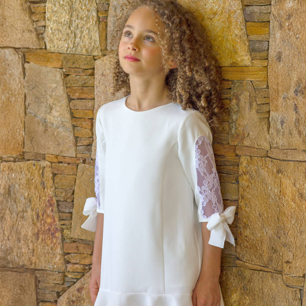 Piccola Speranza-Girls Elegant White Chiffon Dress | Childrensalon Outlet