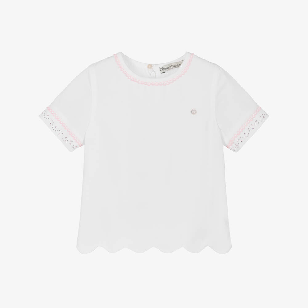 Piccola Speranza-Girls Elegant White Chiffon Top | Childrensalon Outlet