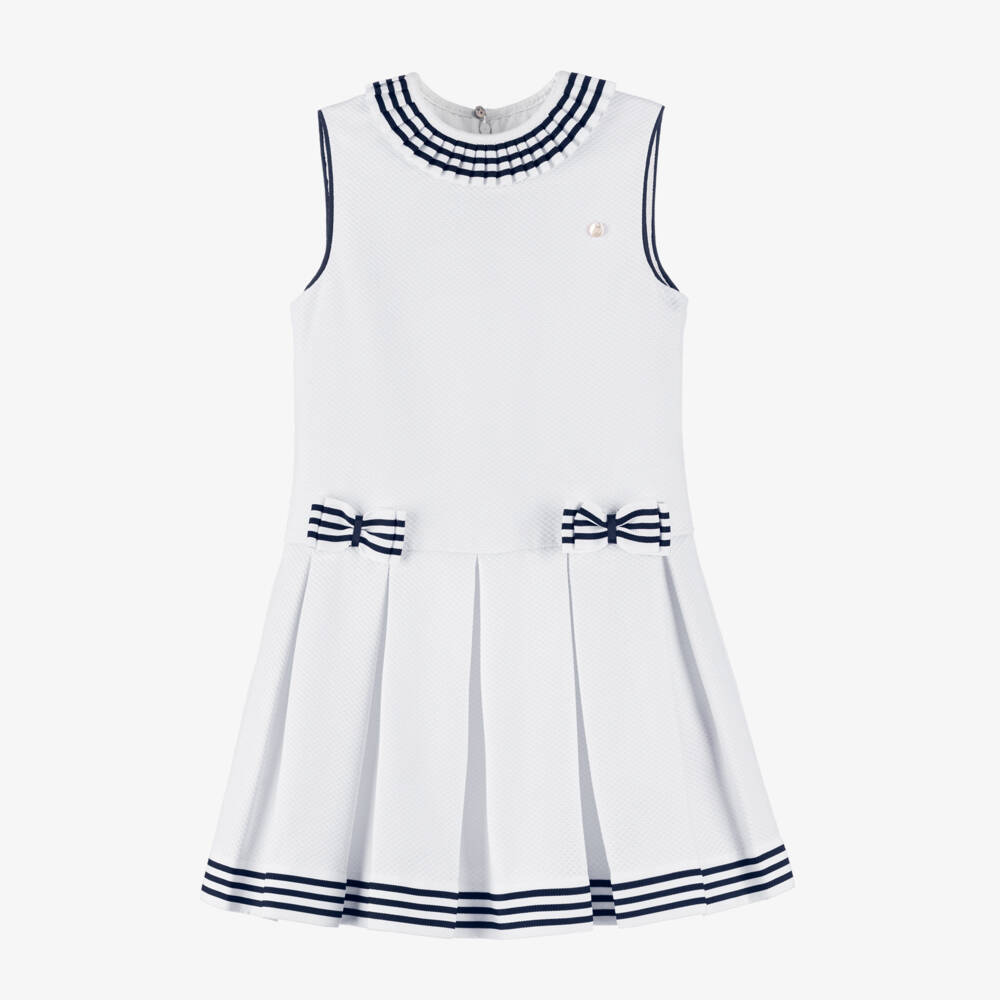 Piccola Speranza-Girls Elegant White Nautical Dress | Childrensalon Outlet