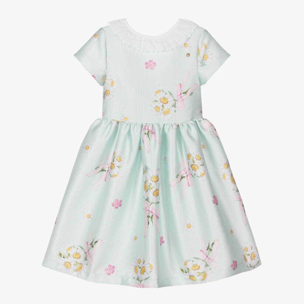 Piccola Speranza-فستان مخطط بزهور زمردي للبنات | Childrensalon Outlet