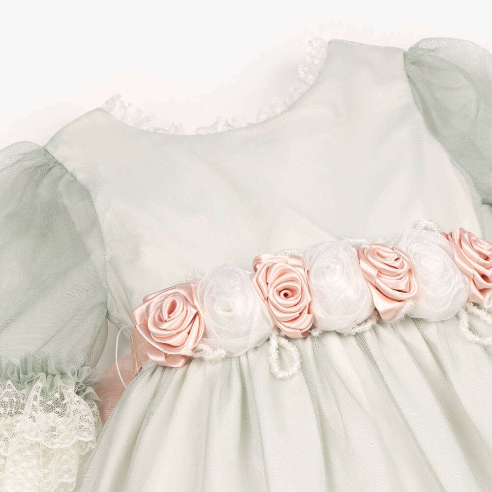 Piccola Speranza-فستان تول دانتيل زمردي للبنات | Childrensalon Outlet