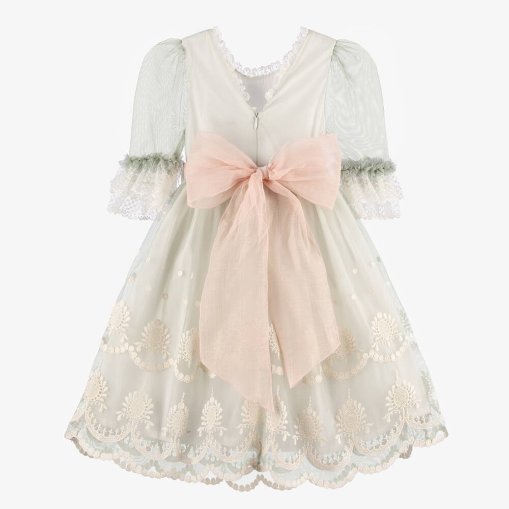 Piccola Speranza-فستان تول دانتيل زمردي للبنات | Childrensalon Outlet