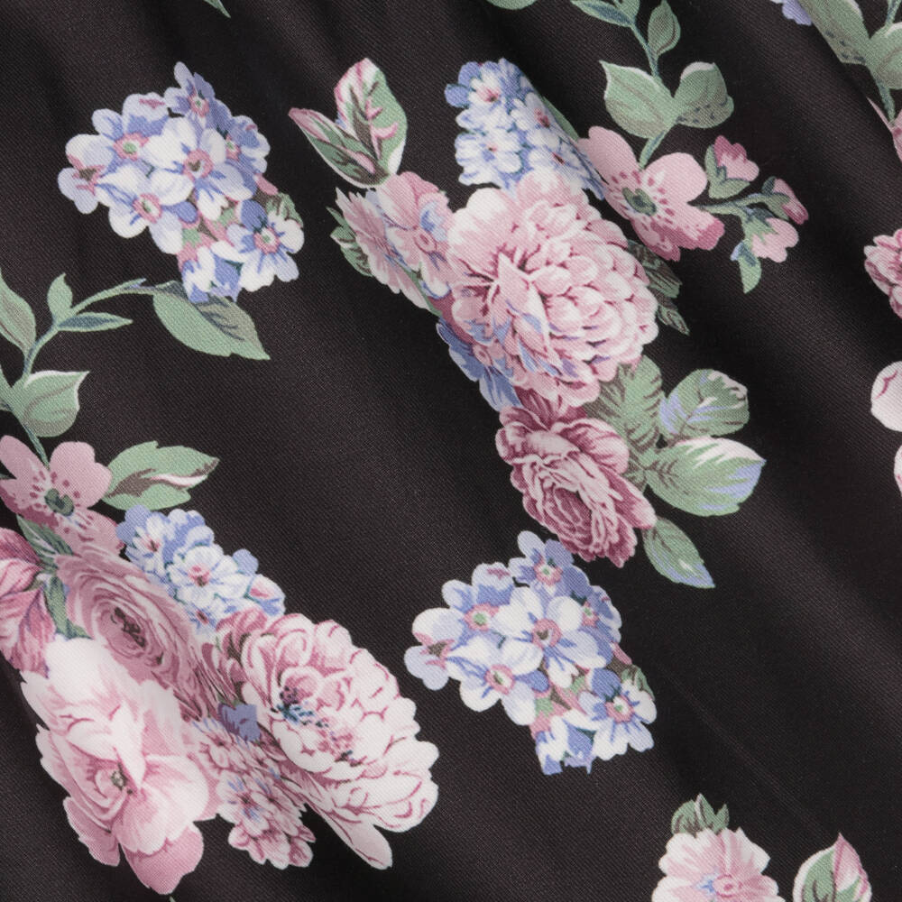Piccola Speranza-Girls Floral Cotton Dress in Black | Childrensalon Outlet