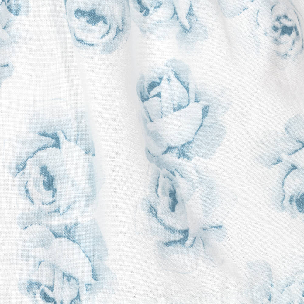 Piccola Speranza-Girls Floral Linen-Cotton Blue Shorts | Childrensalon Outlet