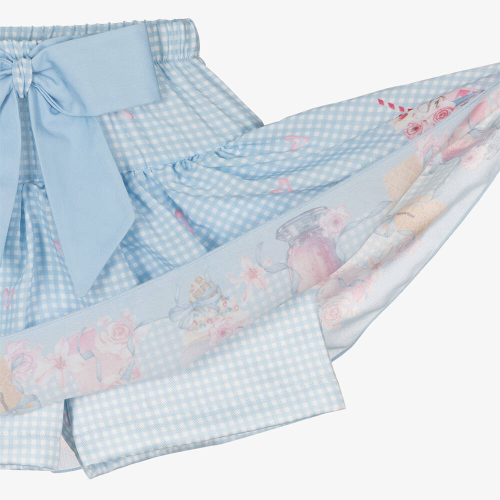 Piccola Speranza-Girls Gingham Chiffon Skirt-Shorts Delight | Childrensalon Outlet
