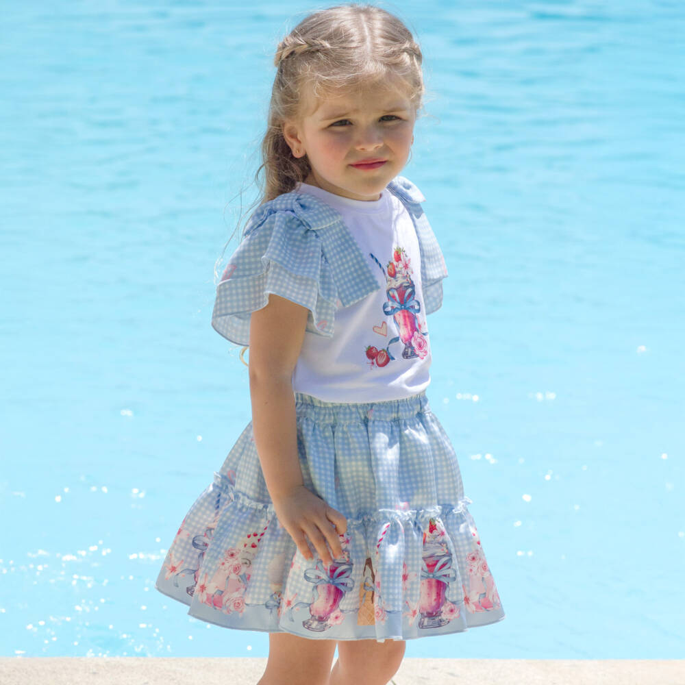 Piccola Speranza-Girls Gingham Chiffon Skirt-Shorts Delight | Childrensalon Outlet
