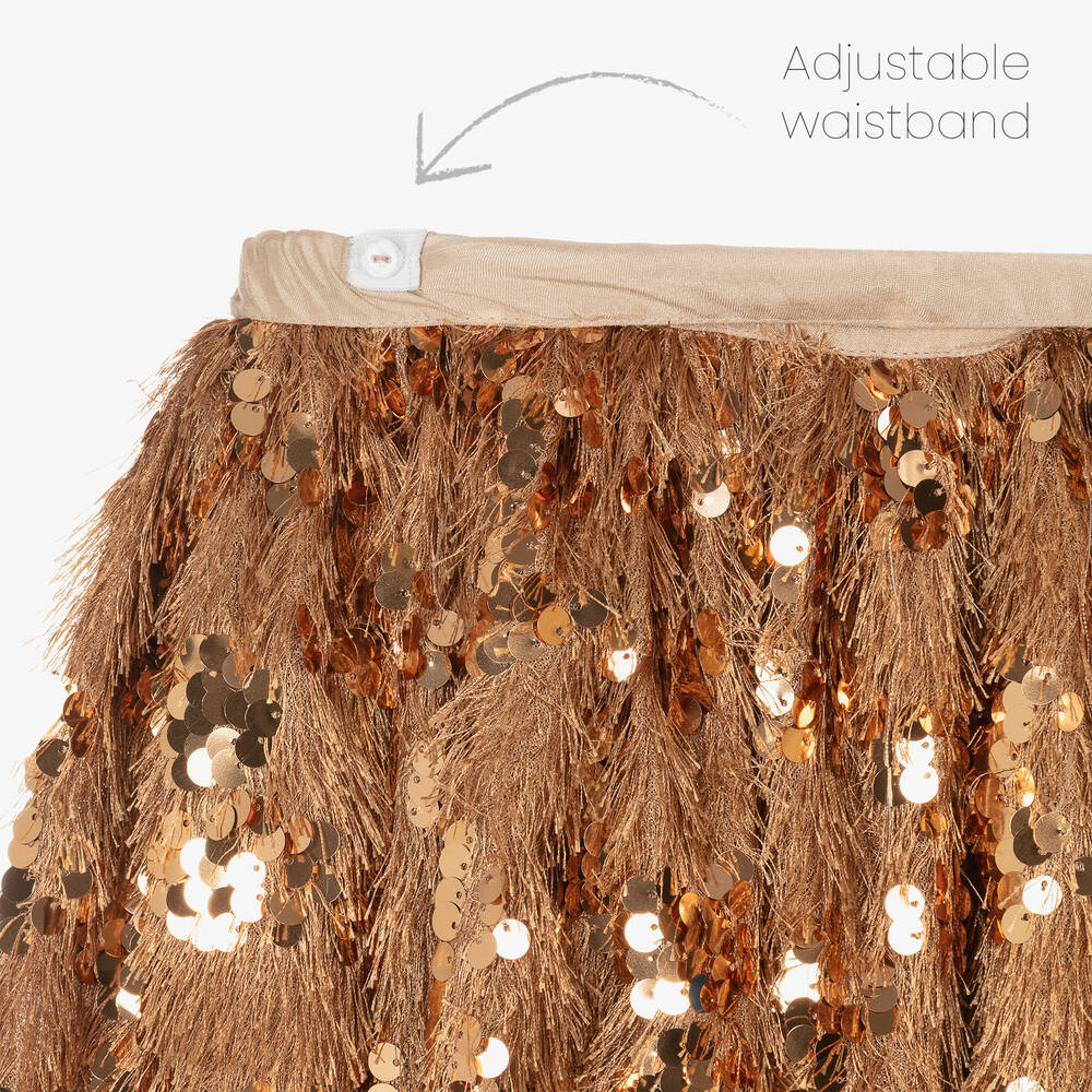 بيكولا سبيرانزا-تنورة مزينة بترتر لون ذهبي | Childrensalon Outlet