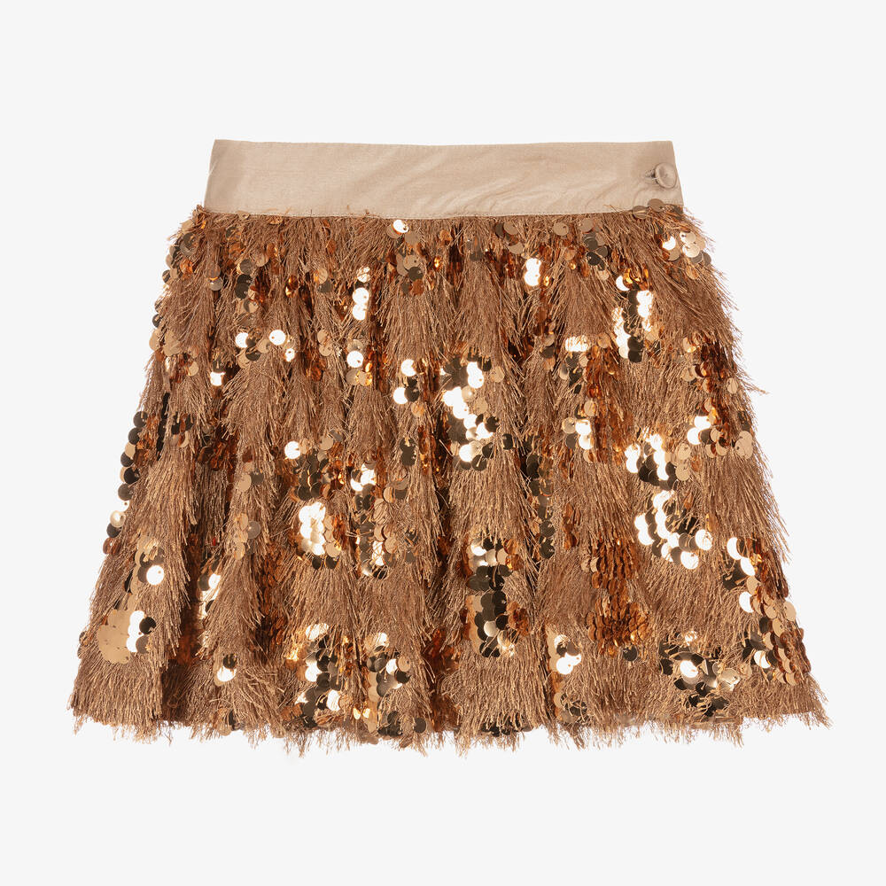 Piccola Speranza - Золотистая юбка с пайетками и бахромой | Childrensalon