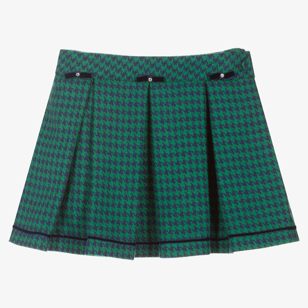 Piccola Speranza - Girls Green & Blue Check Skirt | Childrensalon