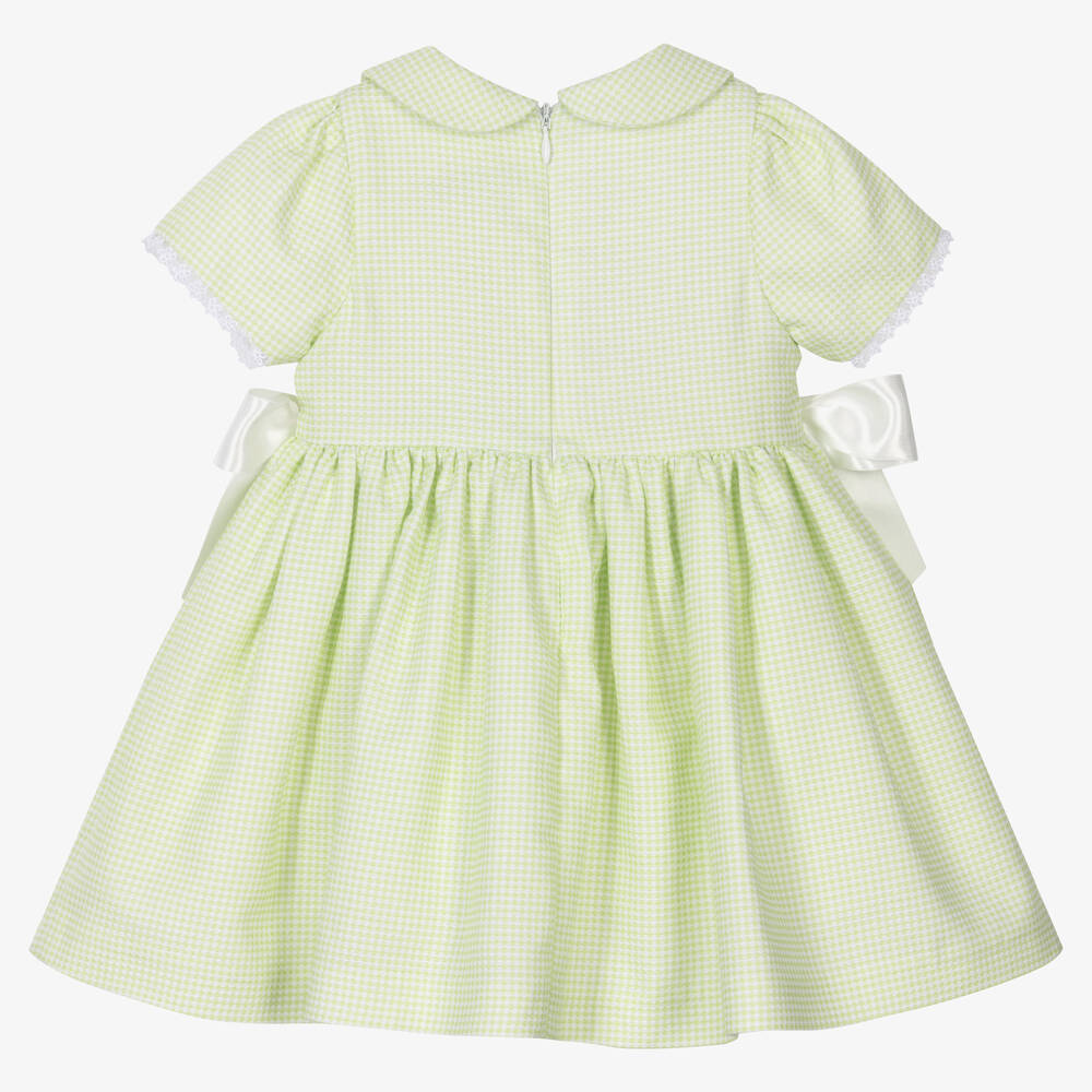 Piccola Speranza-Girls Green Cotton Patterned Dress | Childrensalon Outlet