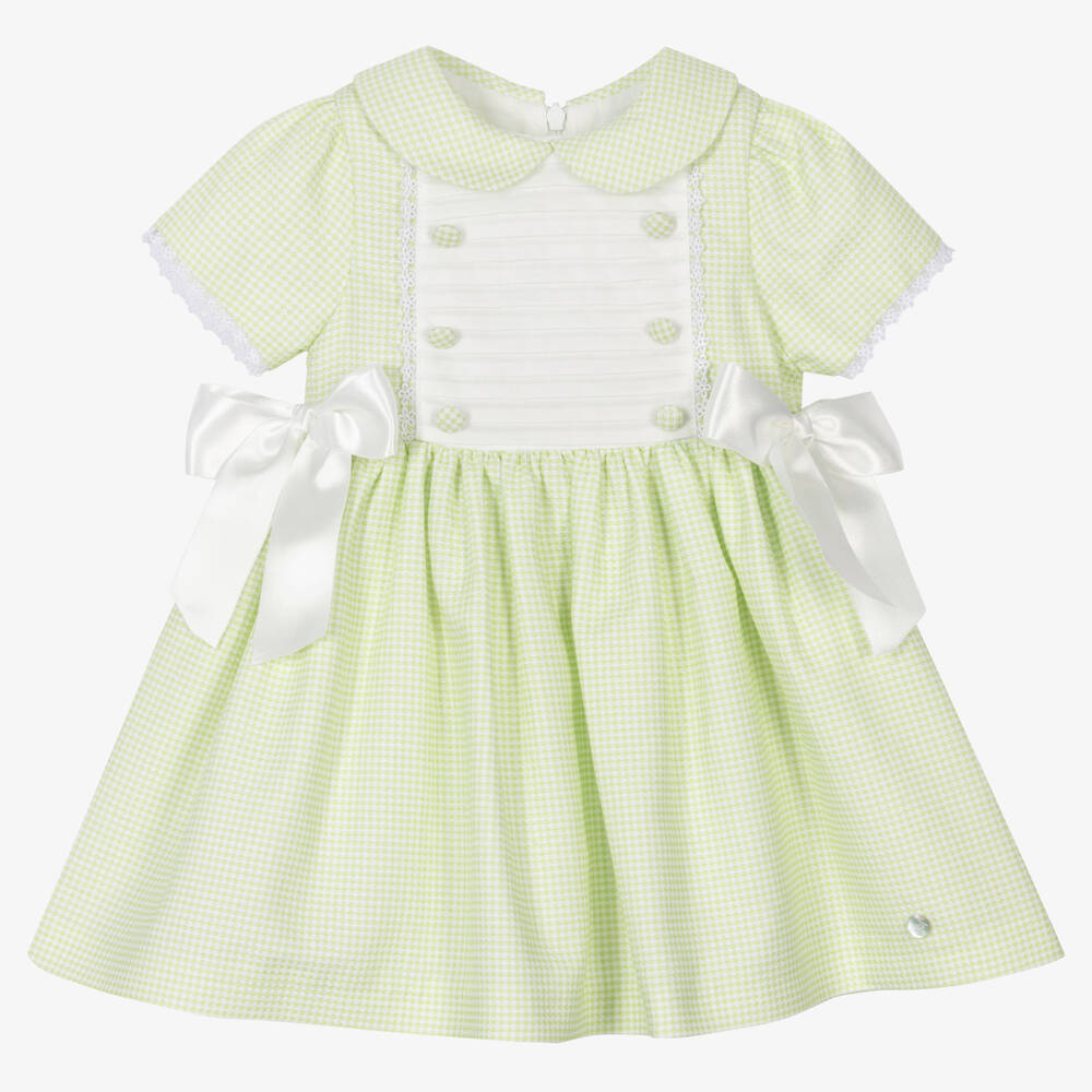 Piccola Speranza - Grünes Baumwollkleid mit Muster | Childrensalon
