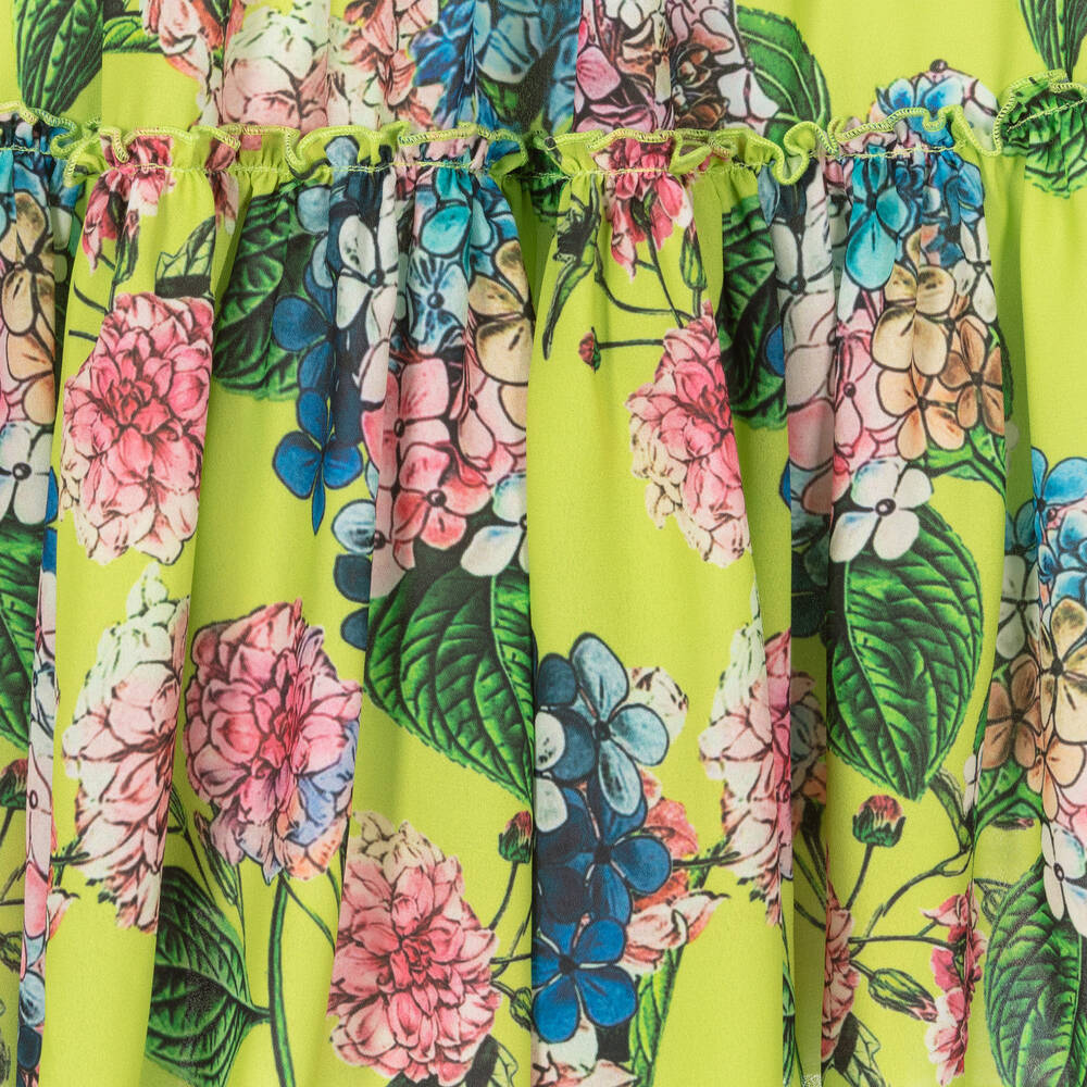 Piccola Speranza-Girls Green Floral Chiffon Dress | Childrensalon Outlet