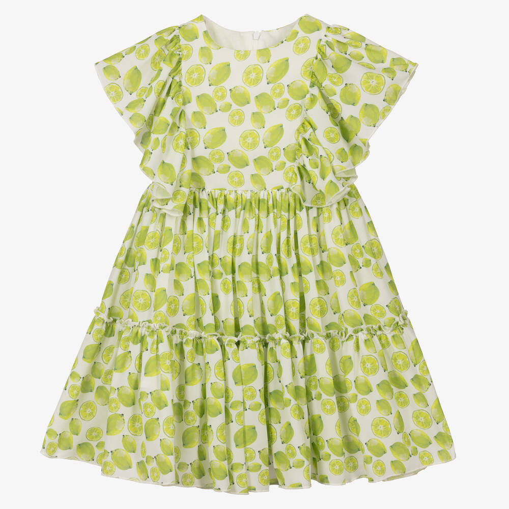 Piccola Speranza - Зеленое шифоновое платье с лаймами | Childrensalon