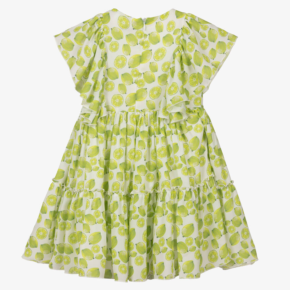 Piccola Speranza-Girls Green Lime Chiffon Dress | Childrensalon Outlet