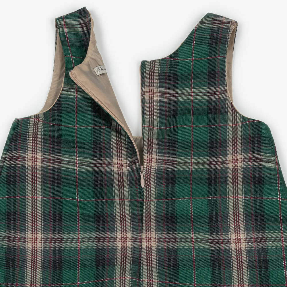 Piccola Speranza-Girls Green Tartan Pinafore Dress & Blouse Set | Childrensalon Outlet