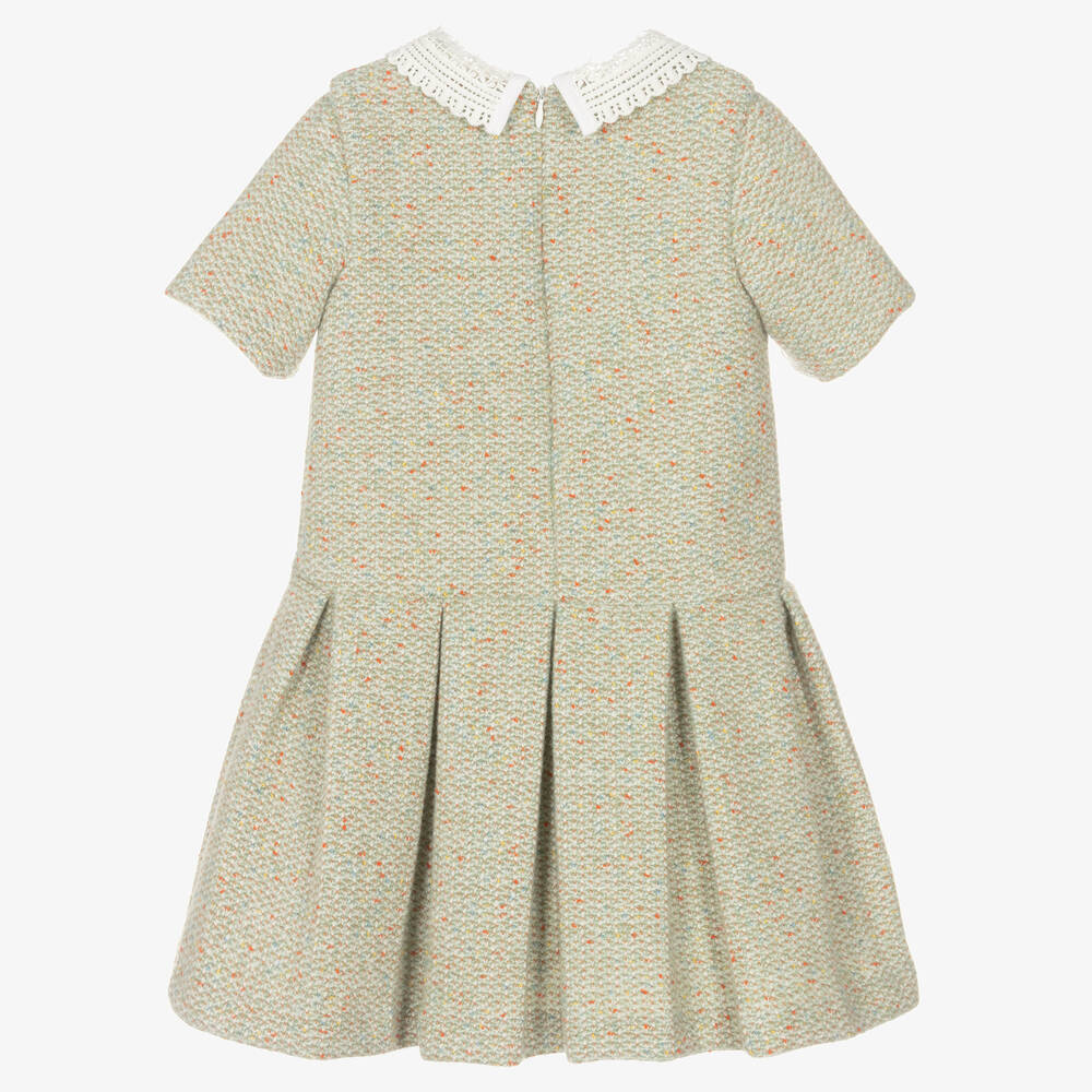 Piccola Speranza - Girls Green Tweed Dress | Childrensalon