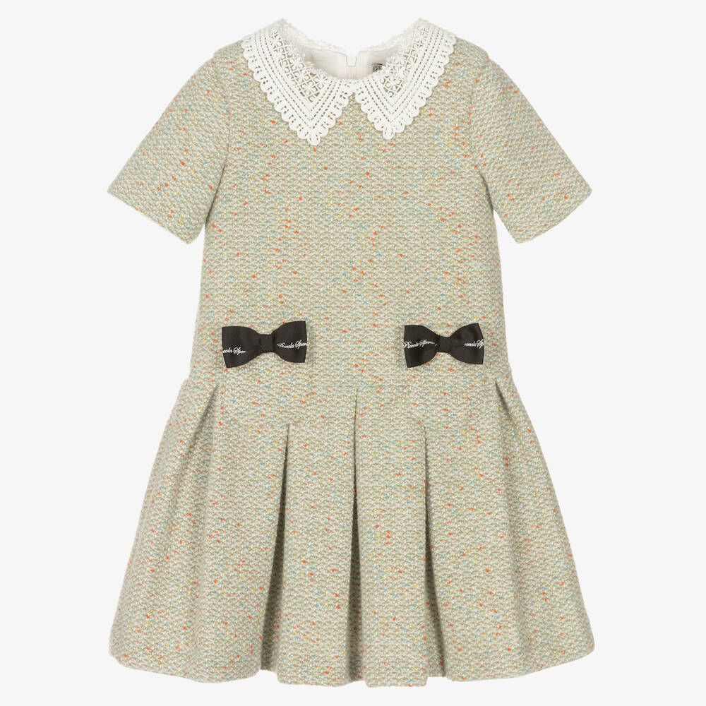 Piccola Speranza - Girls Green Tweed Dress | Childrensalon
