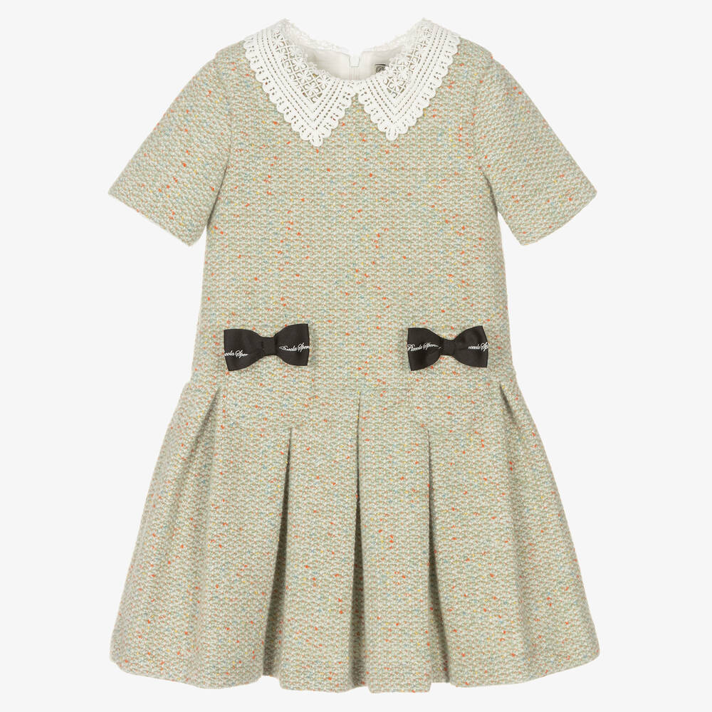 Piccola Speranza-Girls Green Tweed Dress | Childrensalon Outlet
