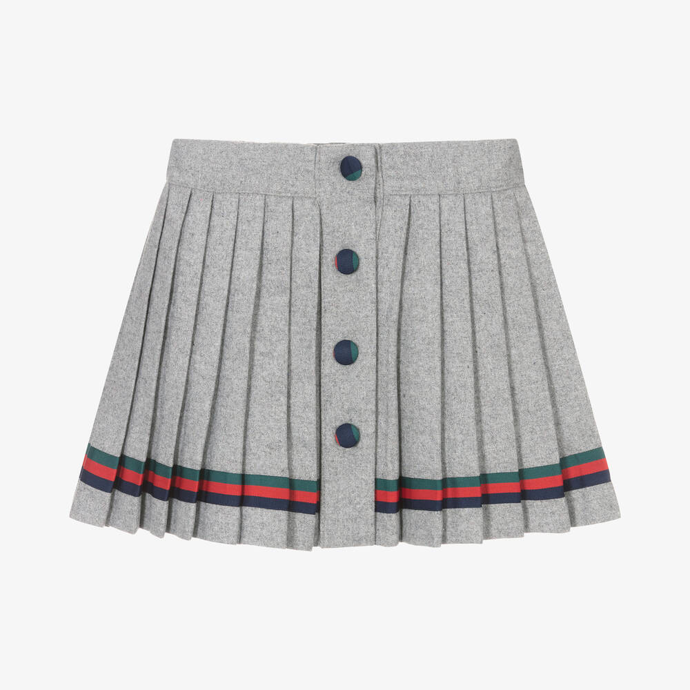 Piccola Speranza - Girls Grey Pleated Wool Skirt | Childrensalon
